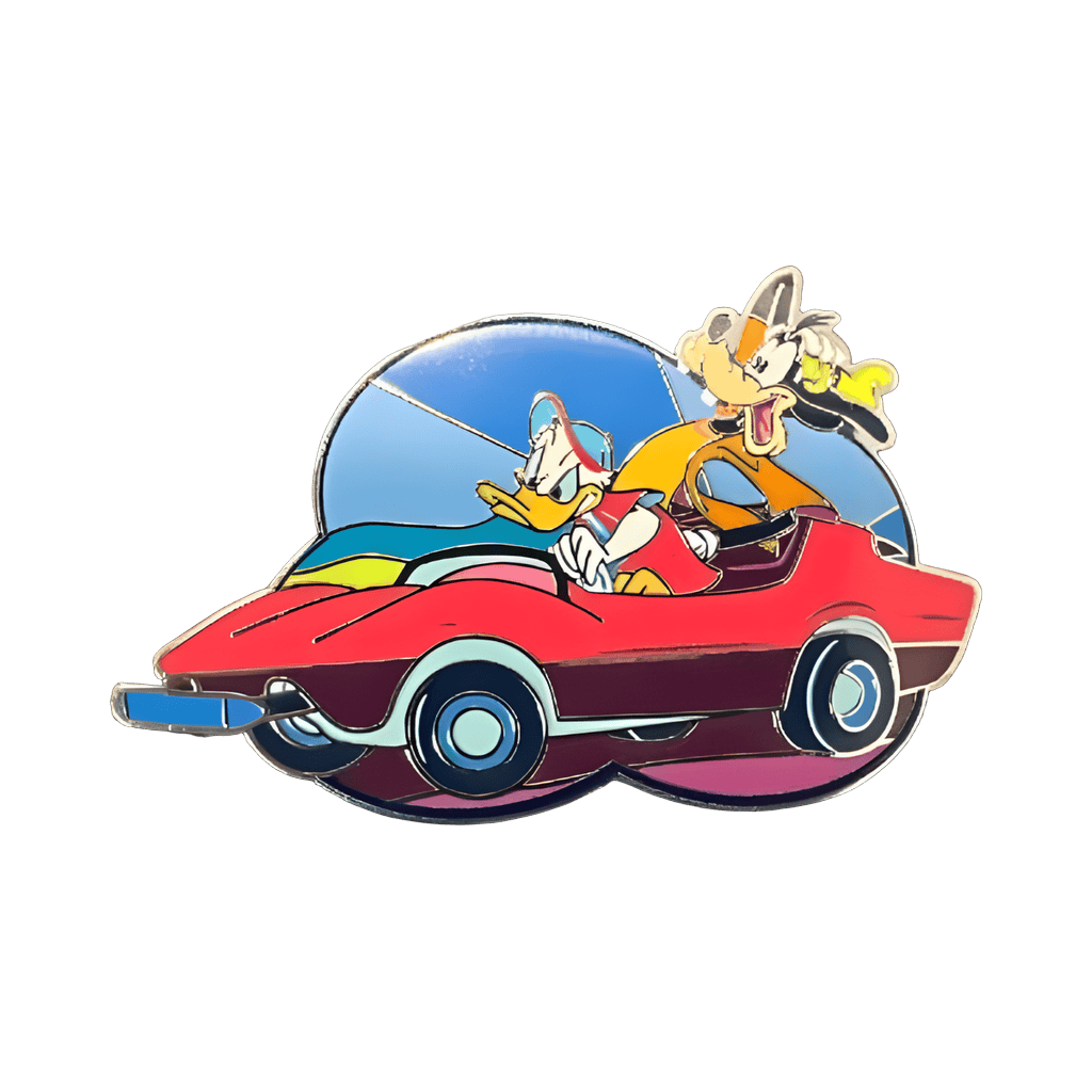 Goofy and Donald riding Autopia Disney pin