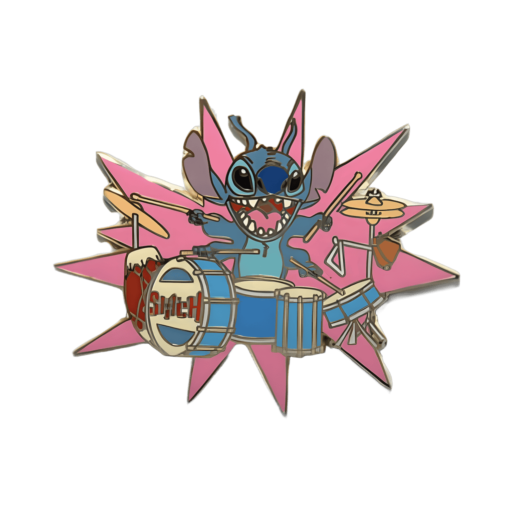 Stitch playing drums Disney pin