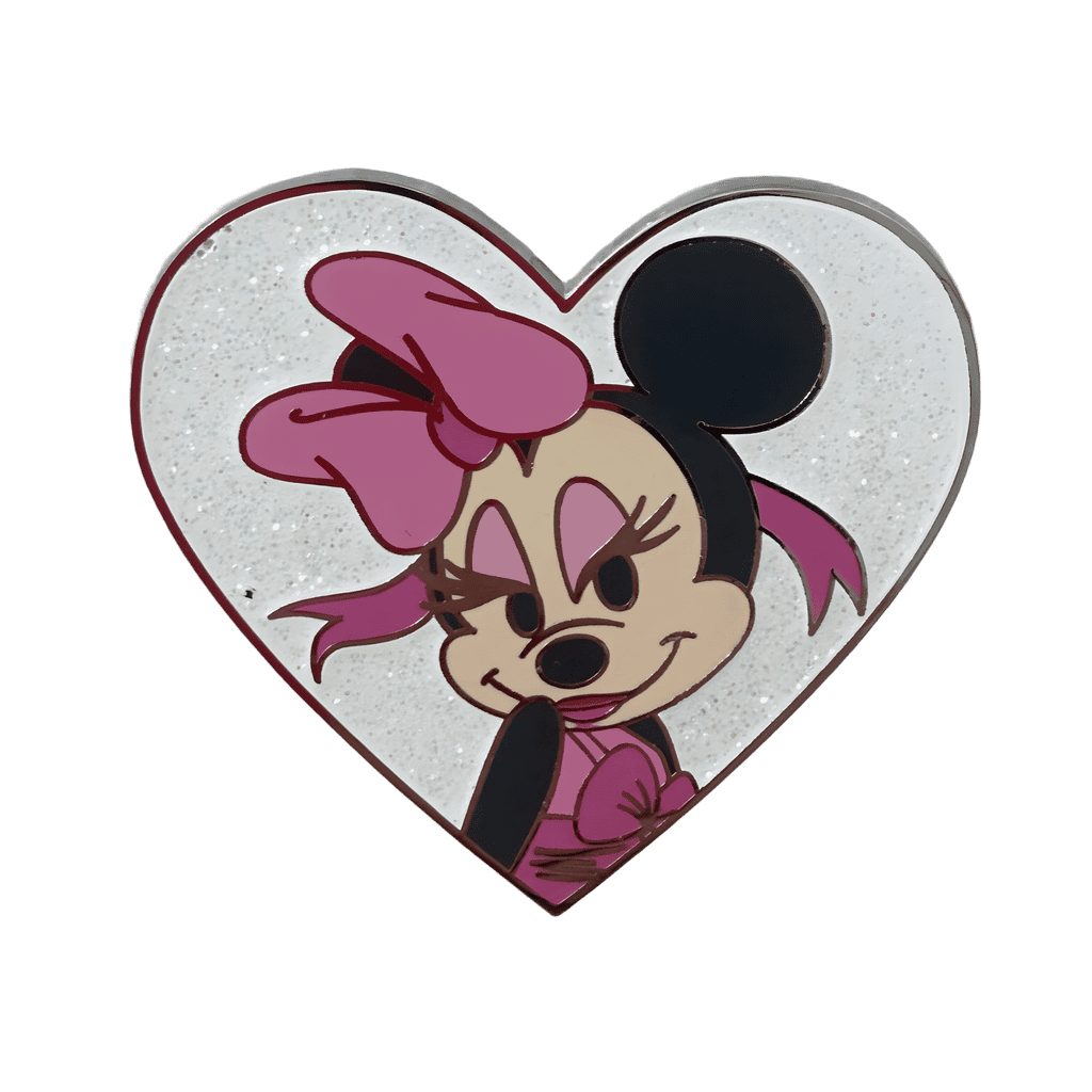 Minnie Mouse white glitter heart Disney pin