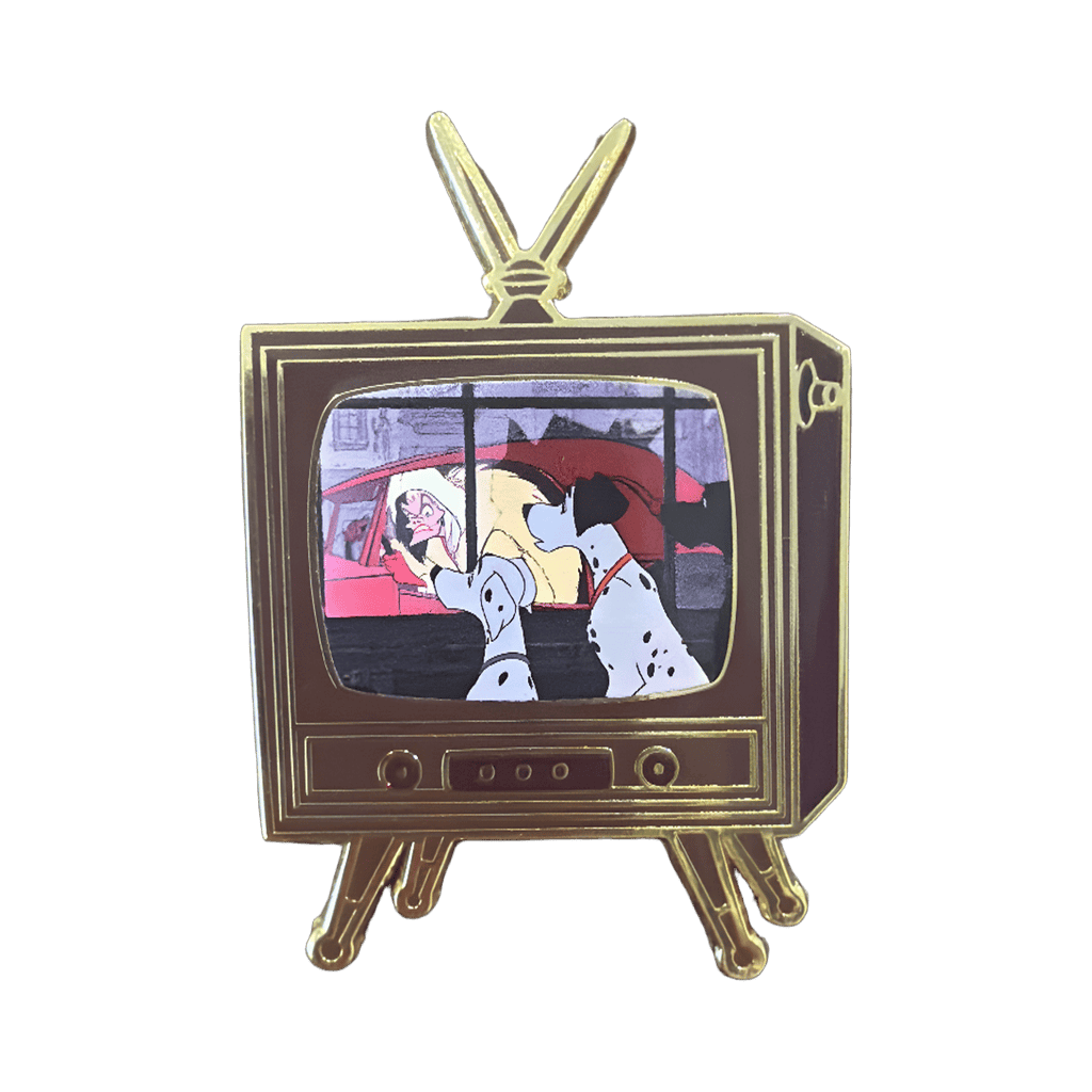 Pongo and Perdita watching Cruella Disney pin