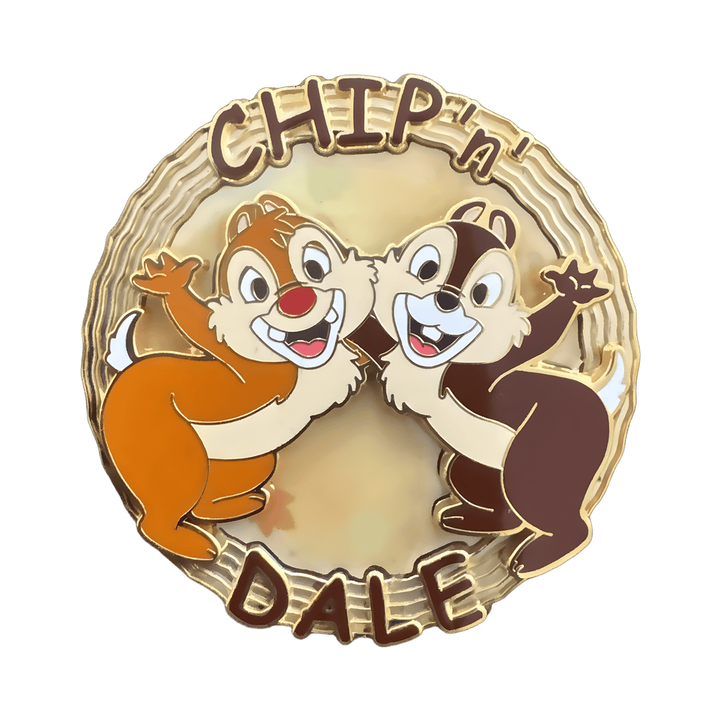 Chip 'n' Dale on Tree Stump with Names Disney pin