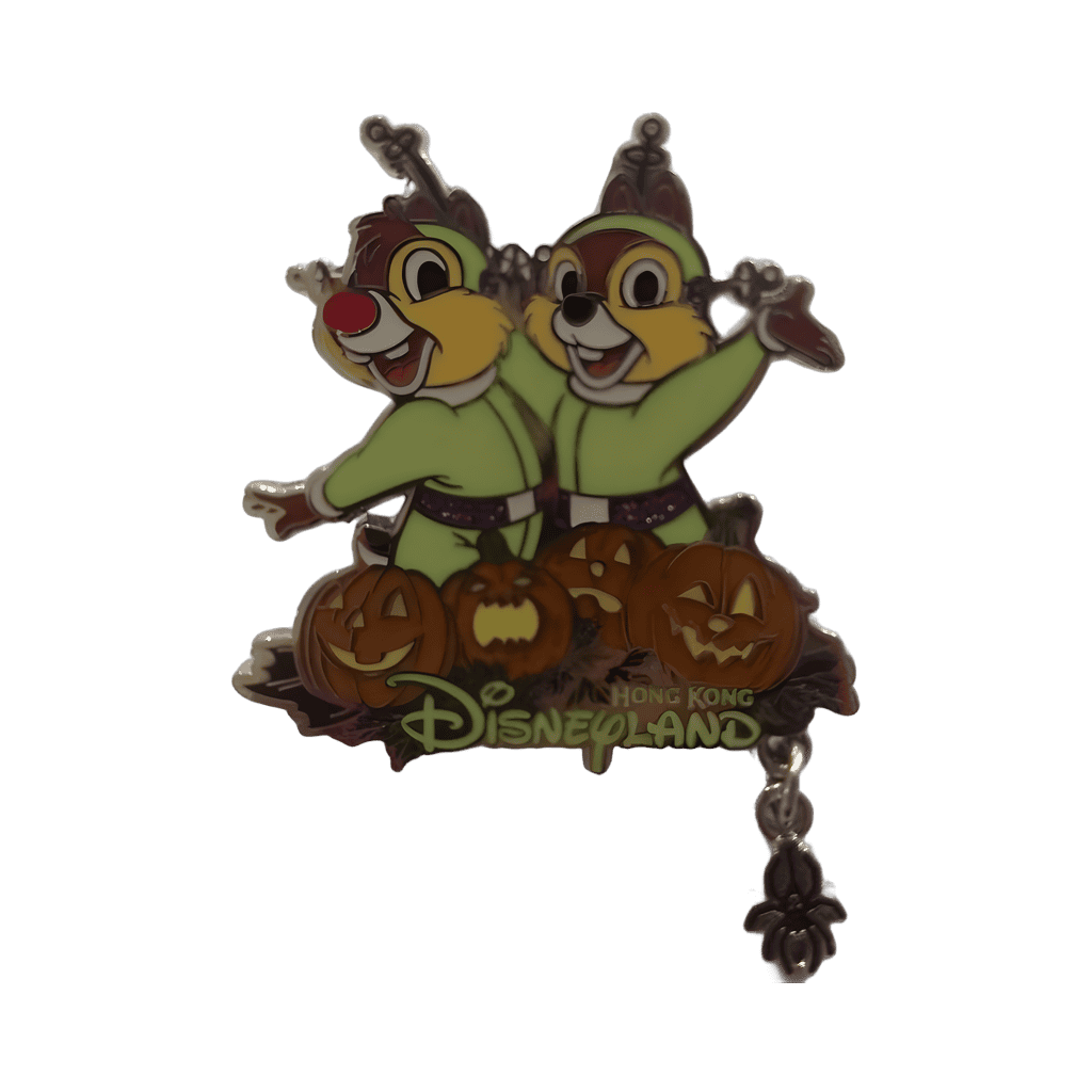 Space Chip and Dale with Pumpkins and Spider Dangle Disney pin