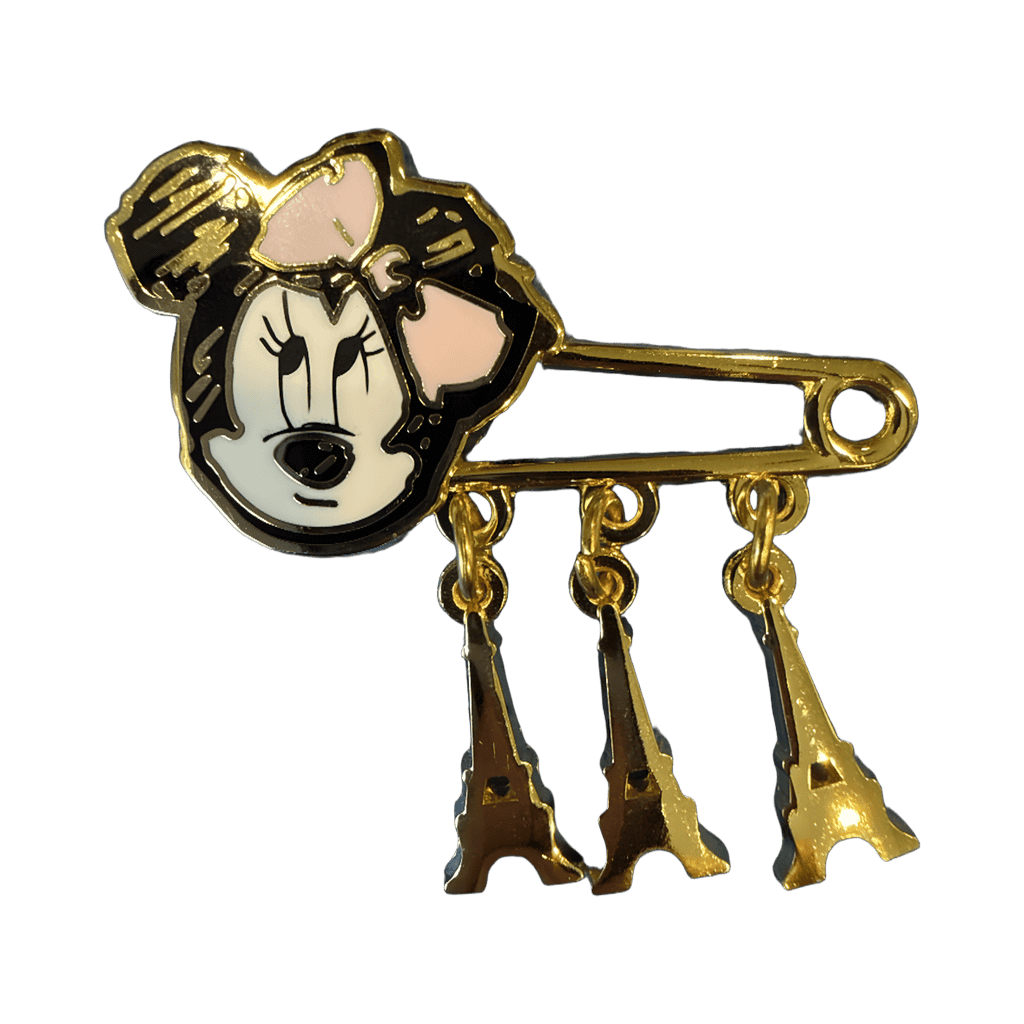 Parisian Minnie Safety Pin with Eifel Tower dangles Disney pin