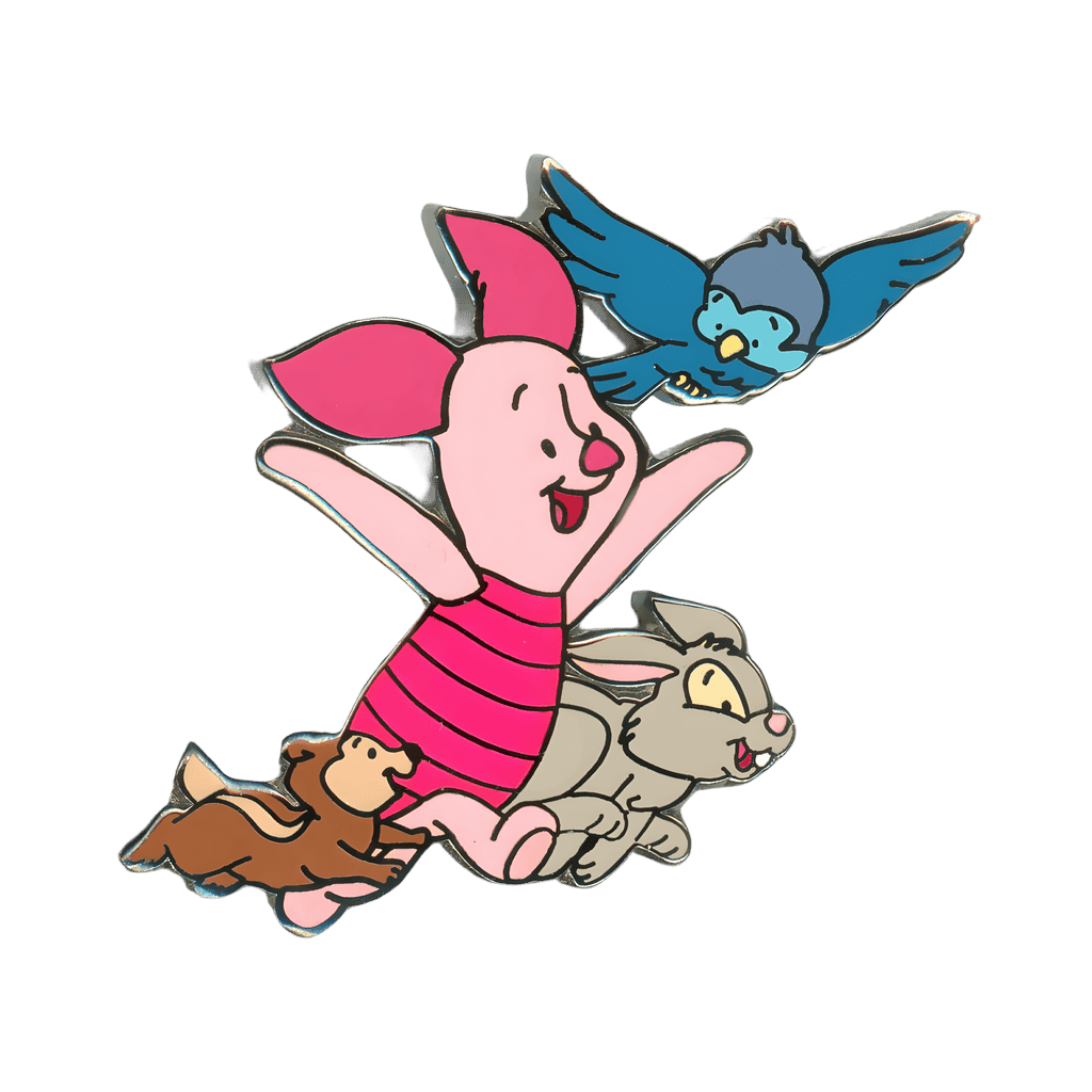 Piglet Running with a Bird, Rabbit and a Chipmunk Disney pin