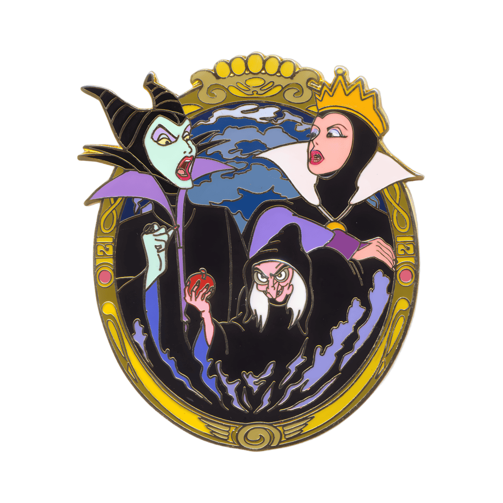 Maleficent, The Evil Queen and the Old Hag in the Magic Mirror Disney pin