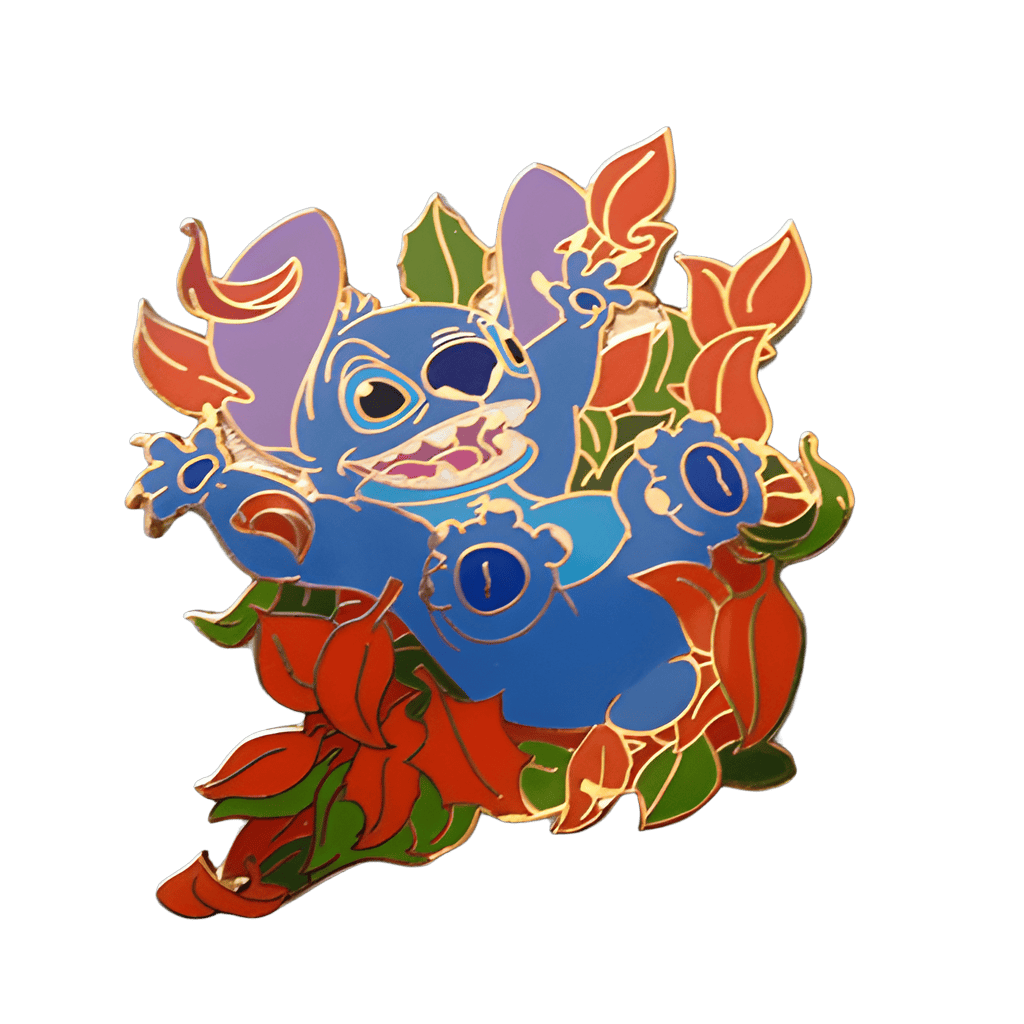 Stitch Jumping in Leaves Disney pin