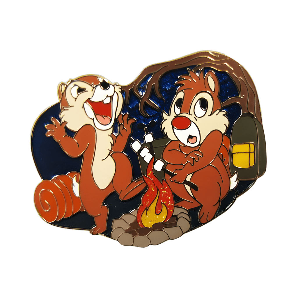 Chip and Dale Camping and Roasting Marshmallows Disney pin