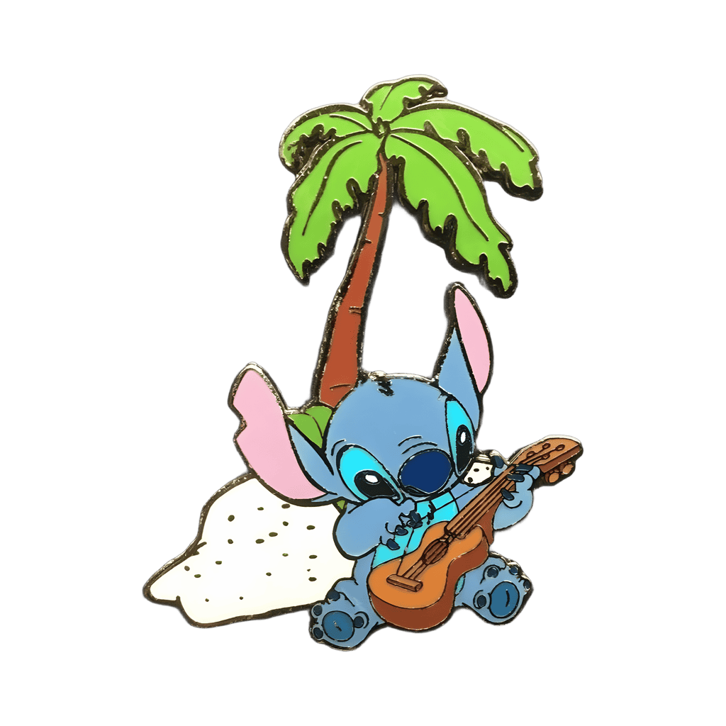Stitch Playing the Ukulele Under a Palm Tree Disney pin
