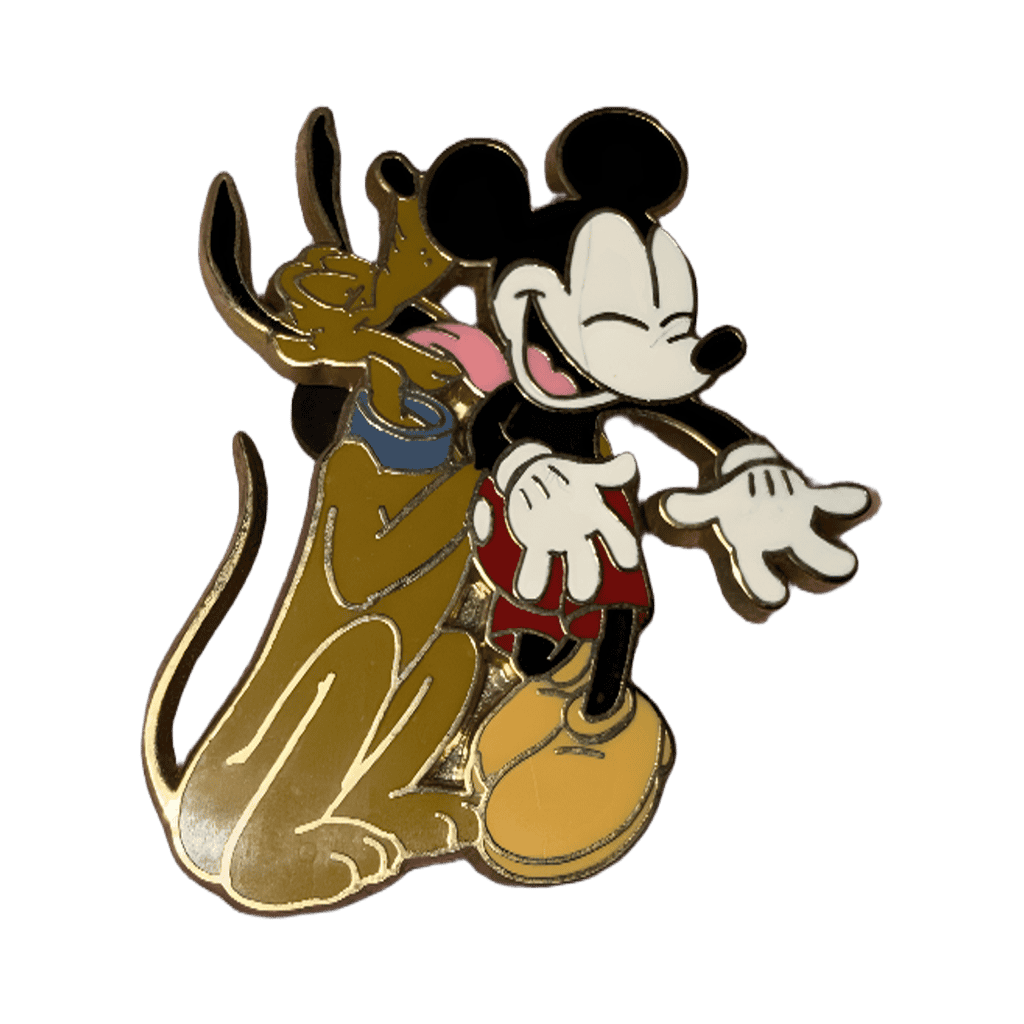 Pluto licking Mickey Mouse Disney pin