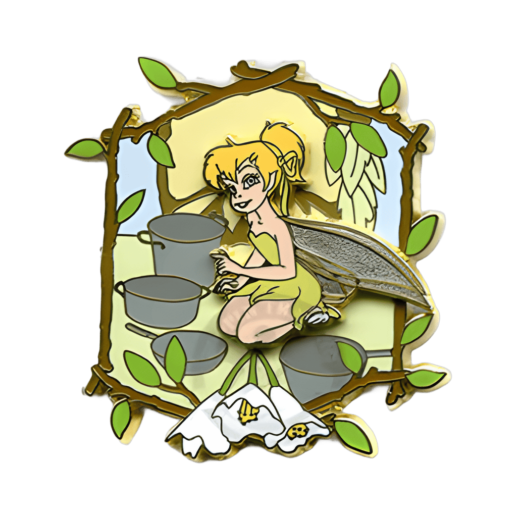Tinker Bell With Lilies in a Branch and Leaf Frame Disney pin