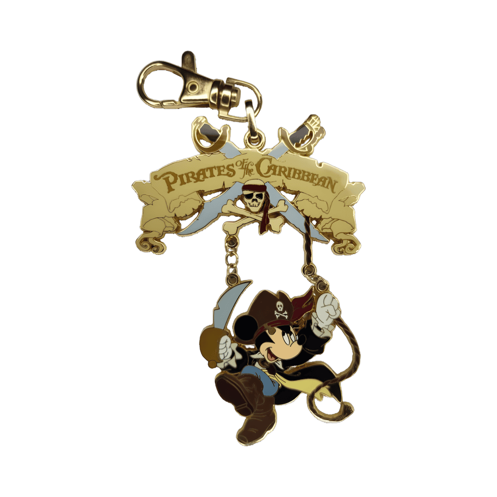 Pirates of the Caribbean Logo and Pirate Mickey Lanyard Medal Disney pin
