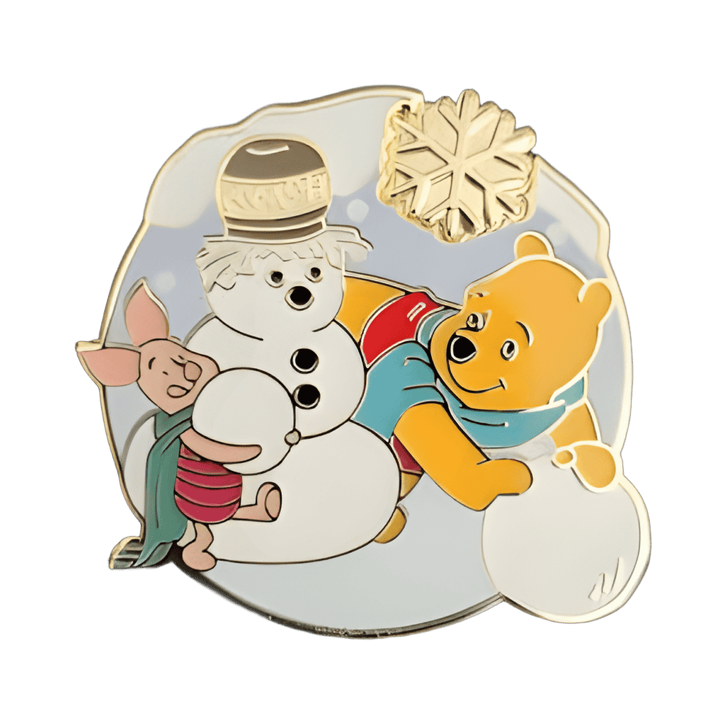 Pooh & Piglet Making Snowman with Snowflake Disney pin
