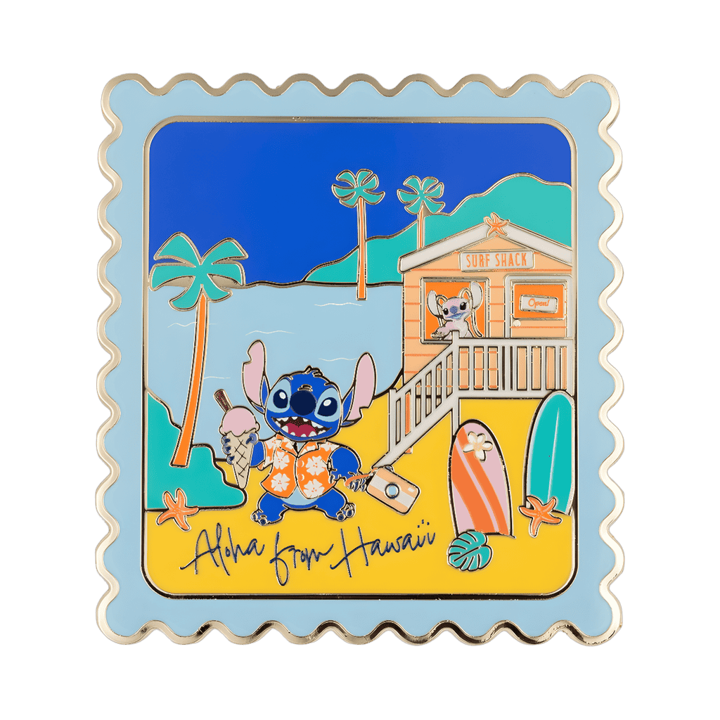 Angel and Stitch Hawaii Stamp PALM Jumbo Disney pin