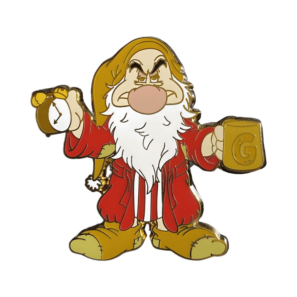 Morning Grumpy. Coffee mug and alarm clock Disney pin