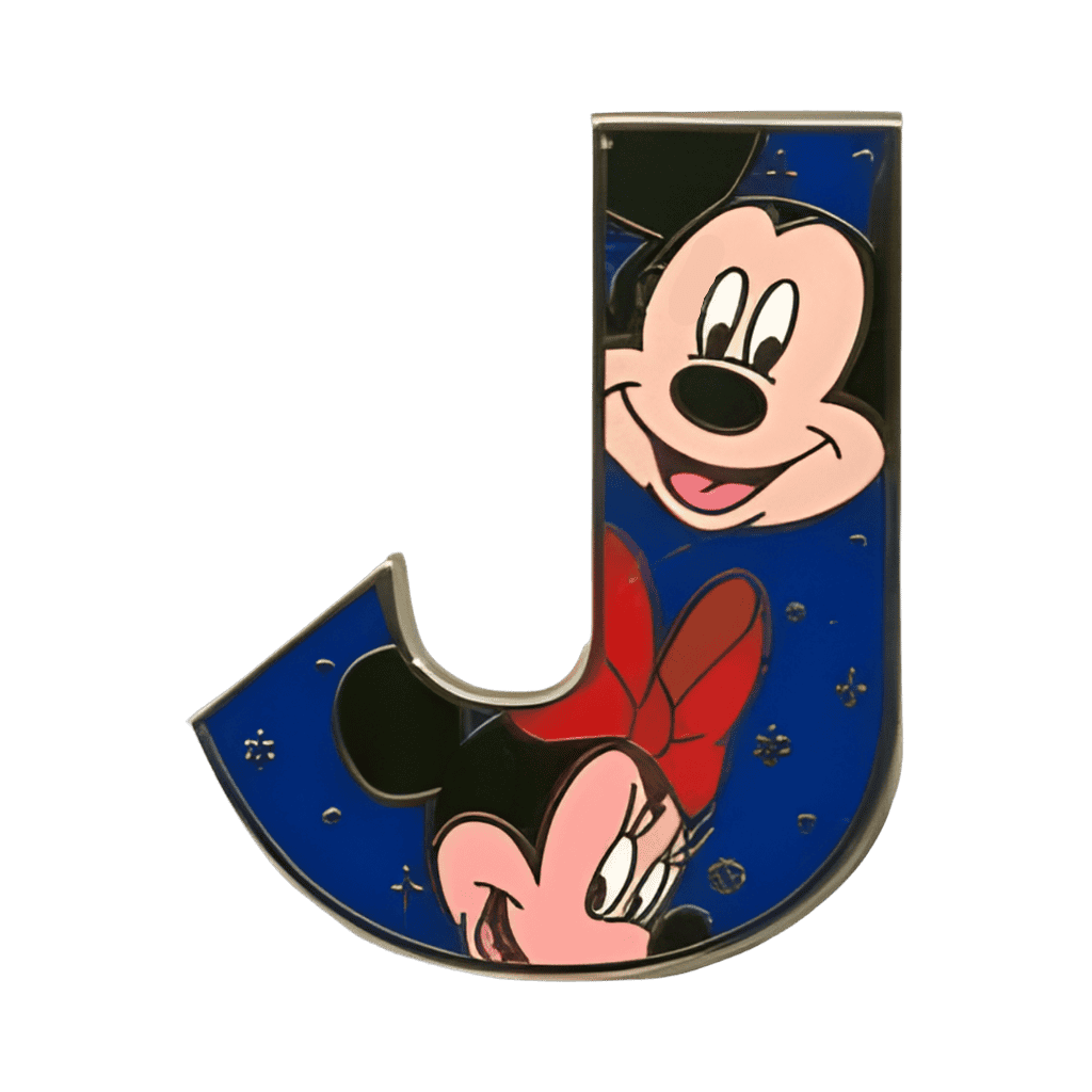 J with Mickey and Minnie Disney pin