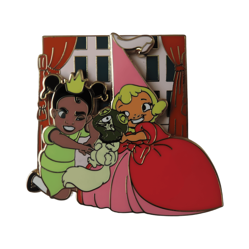 Young Charlotte and Tiana with Cat Disney pin