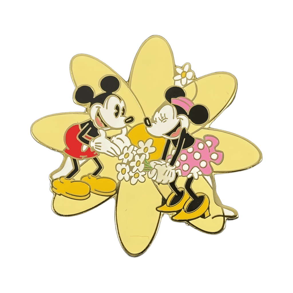 Mickey and Minnie on Yellow Daisy Disney pin