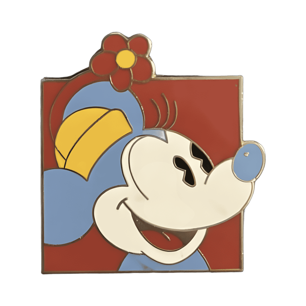 Blue Ear Minnie on a Red Square - Refresher Disney pin