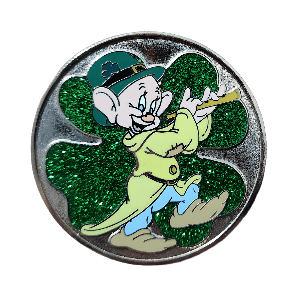 Dopey wearing green hat playing flute Disney pin