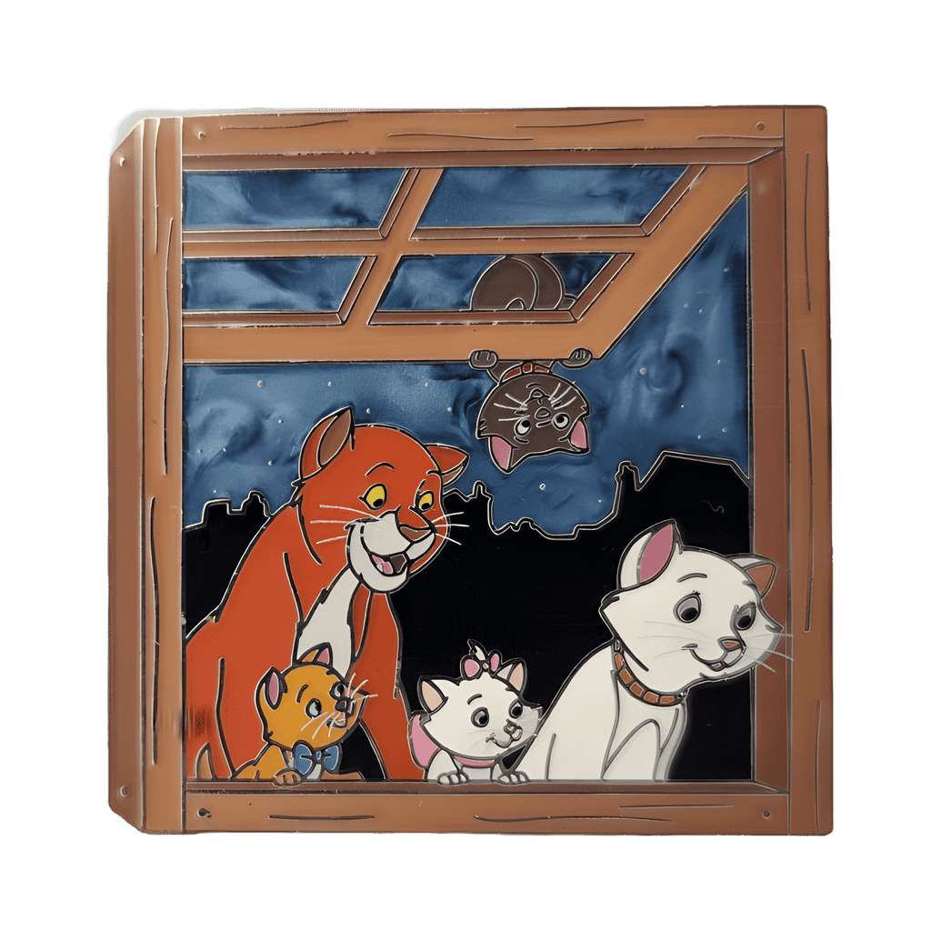 Family looking through a window Disney pin