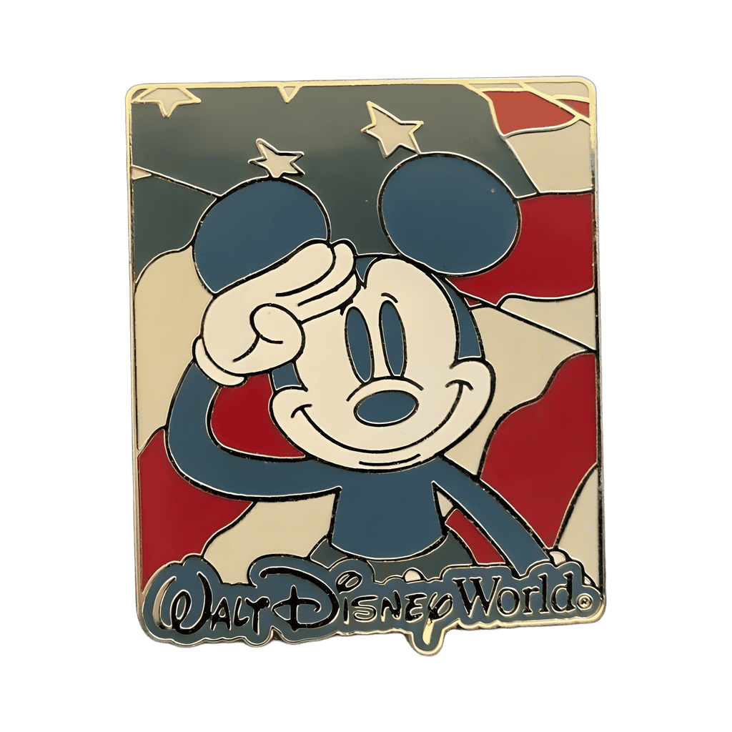 Mickey Mouse Saluting with the American Flag Behind Him Disney pin