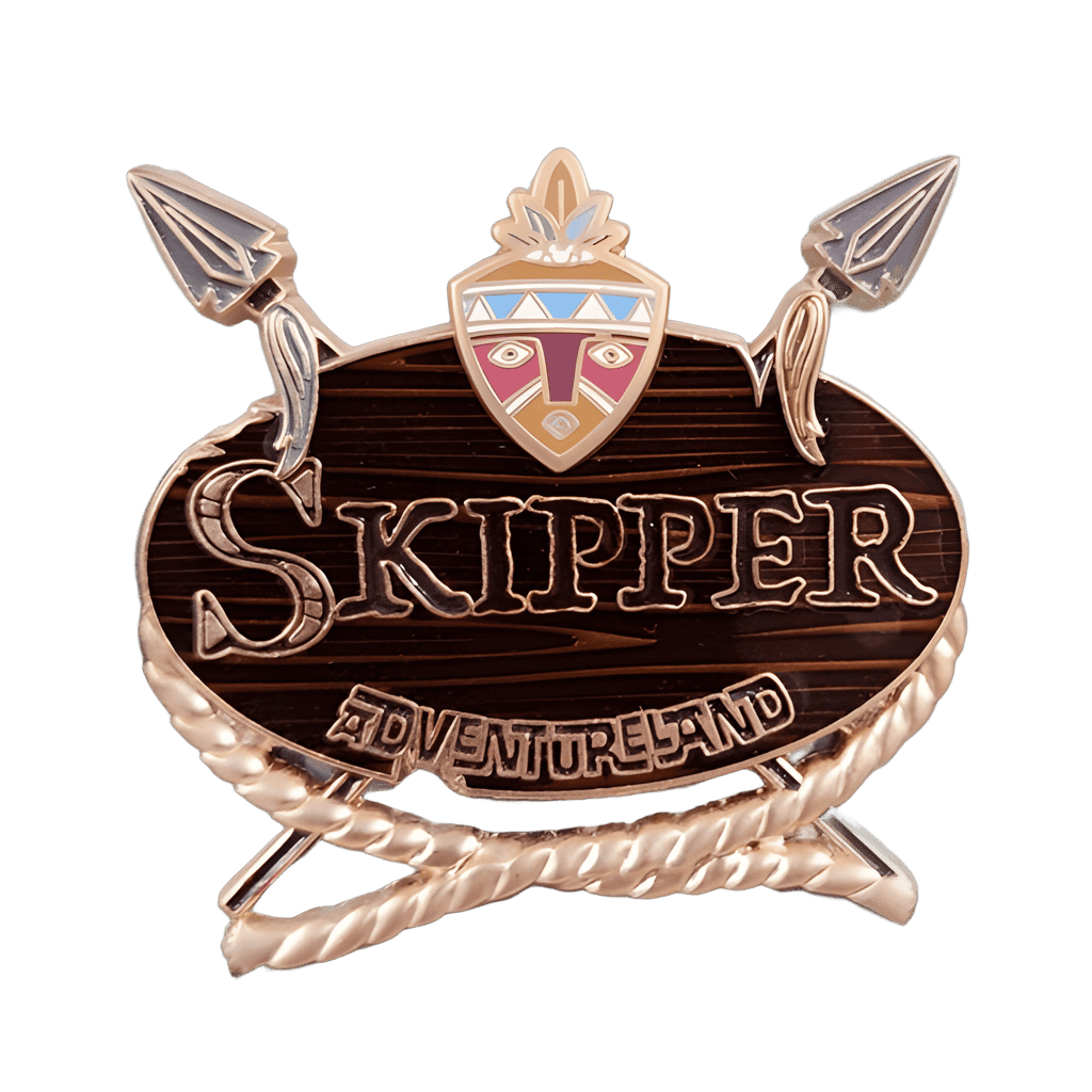 Skipper Name Tag with mask and spears Disney pin