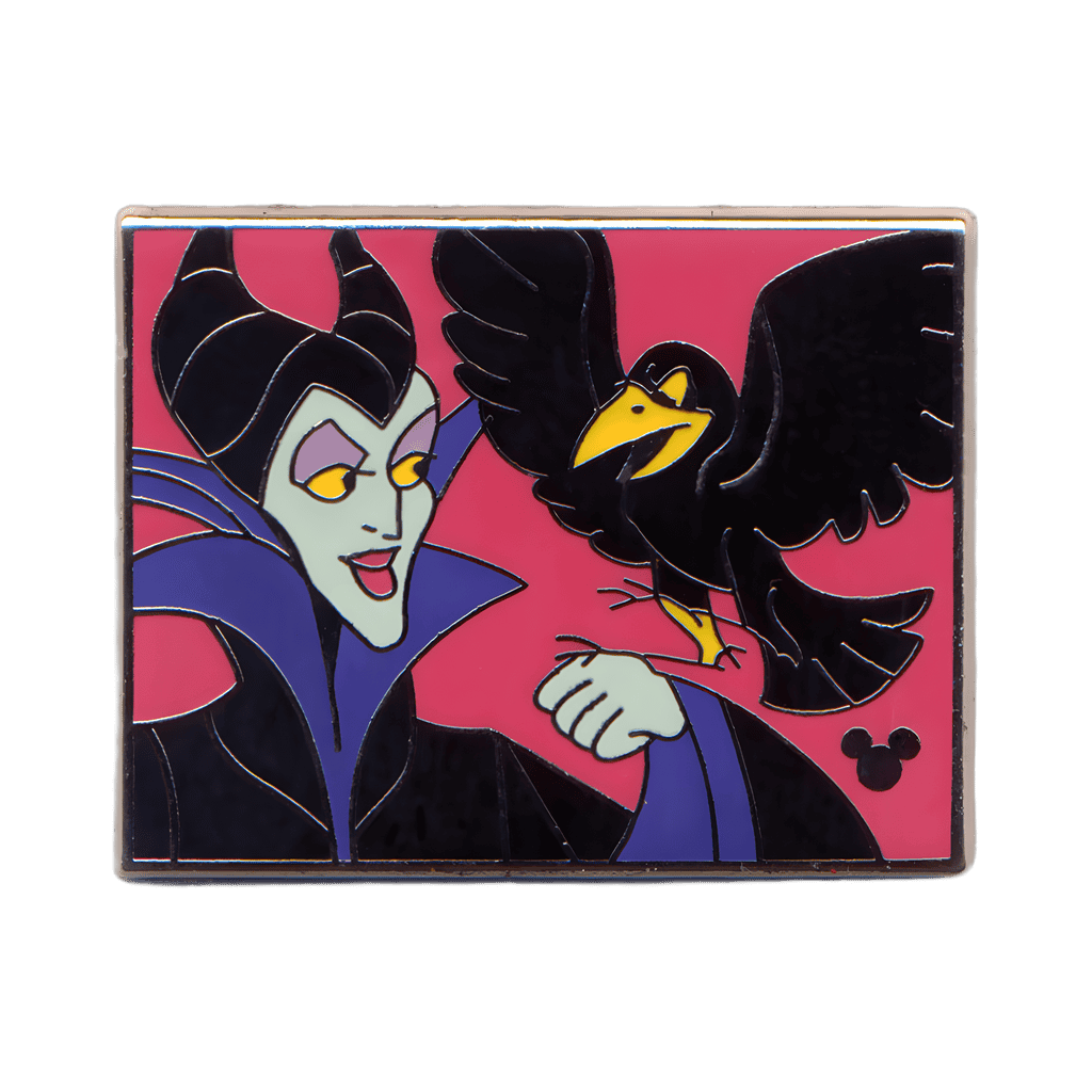 Maleficent & Diablo in a Pink Rectangle Disney pin