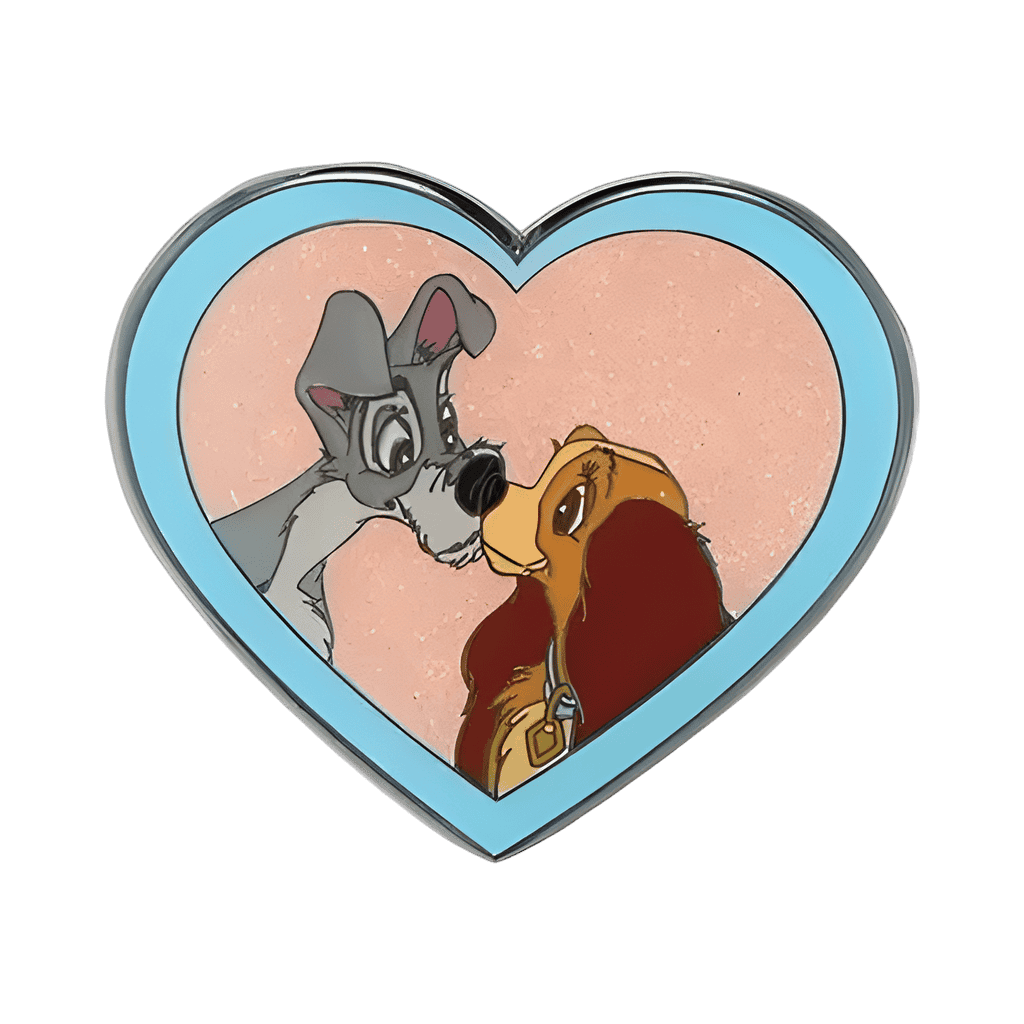 Lady and Tramp in a blue heart Disney pin