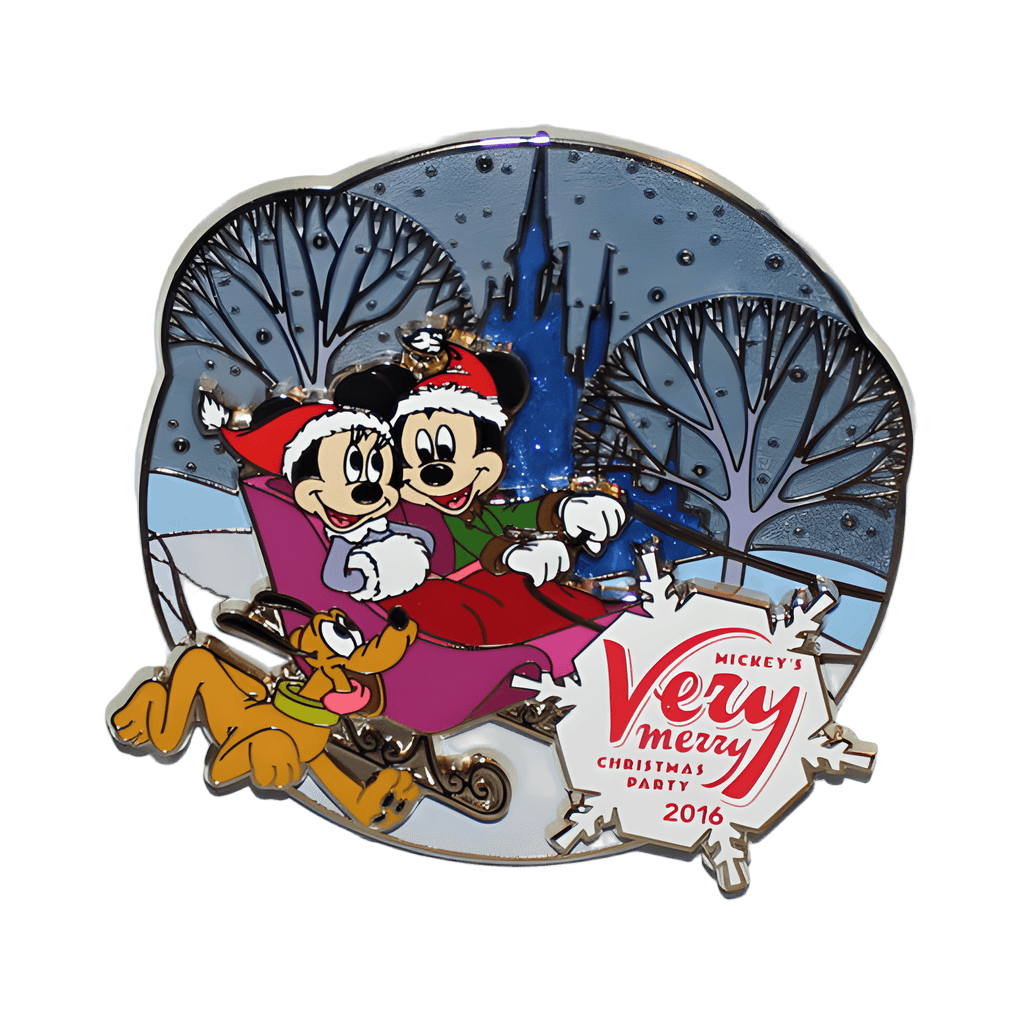 Mickey and Minnie on a Sleigh with Pluto Disney pin