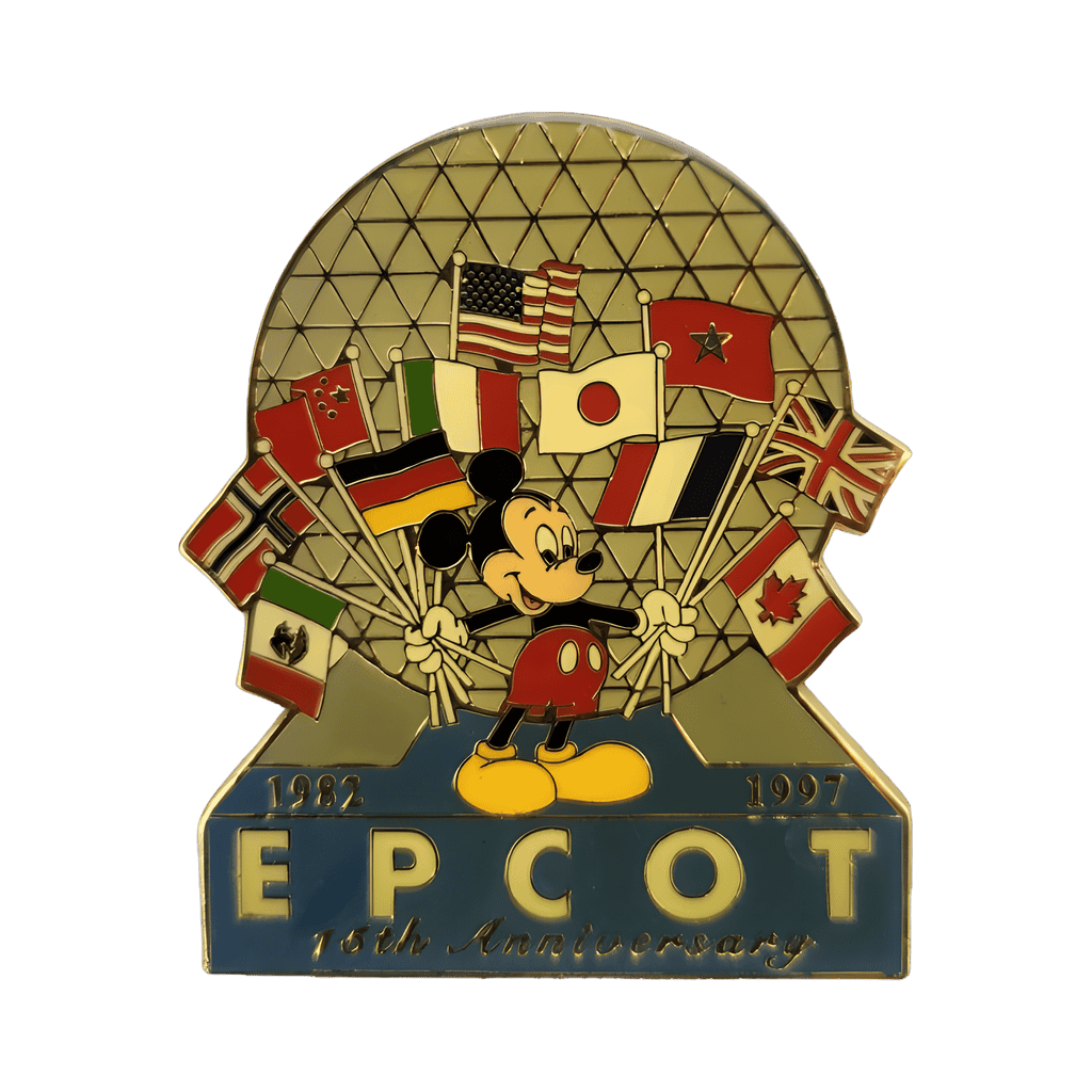 Mickey with Spaceship Earth and Flags Disney pin