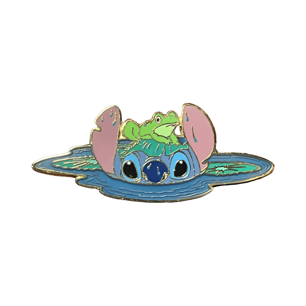 Stitch in lily pad Disney pin