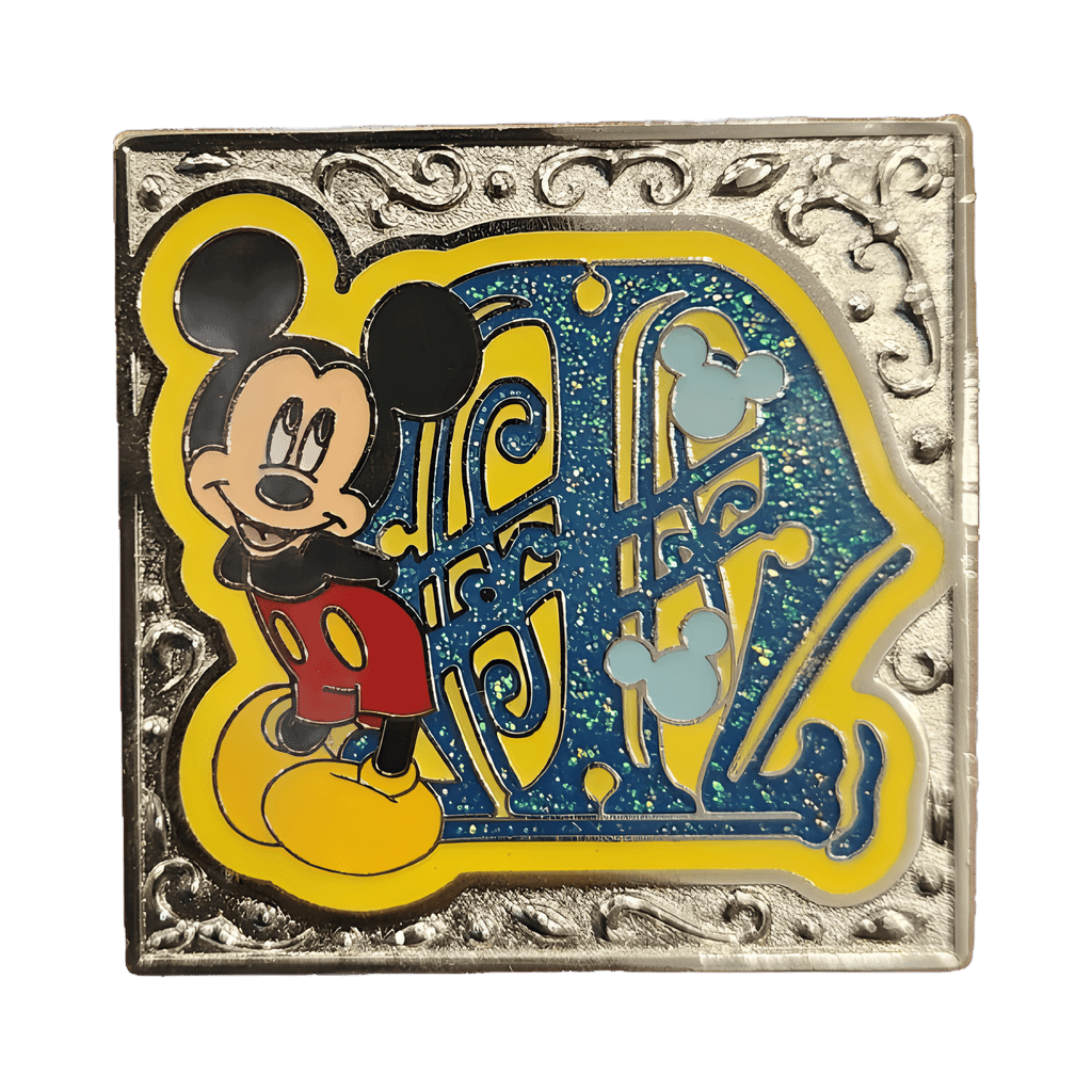 Mickey (Blue Glitter and Yellow Filigree Letter M) Disney pin