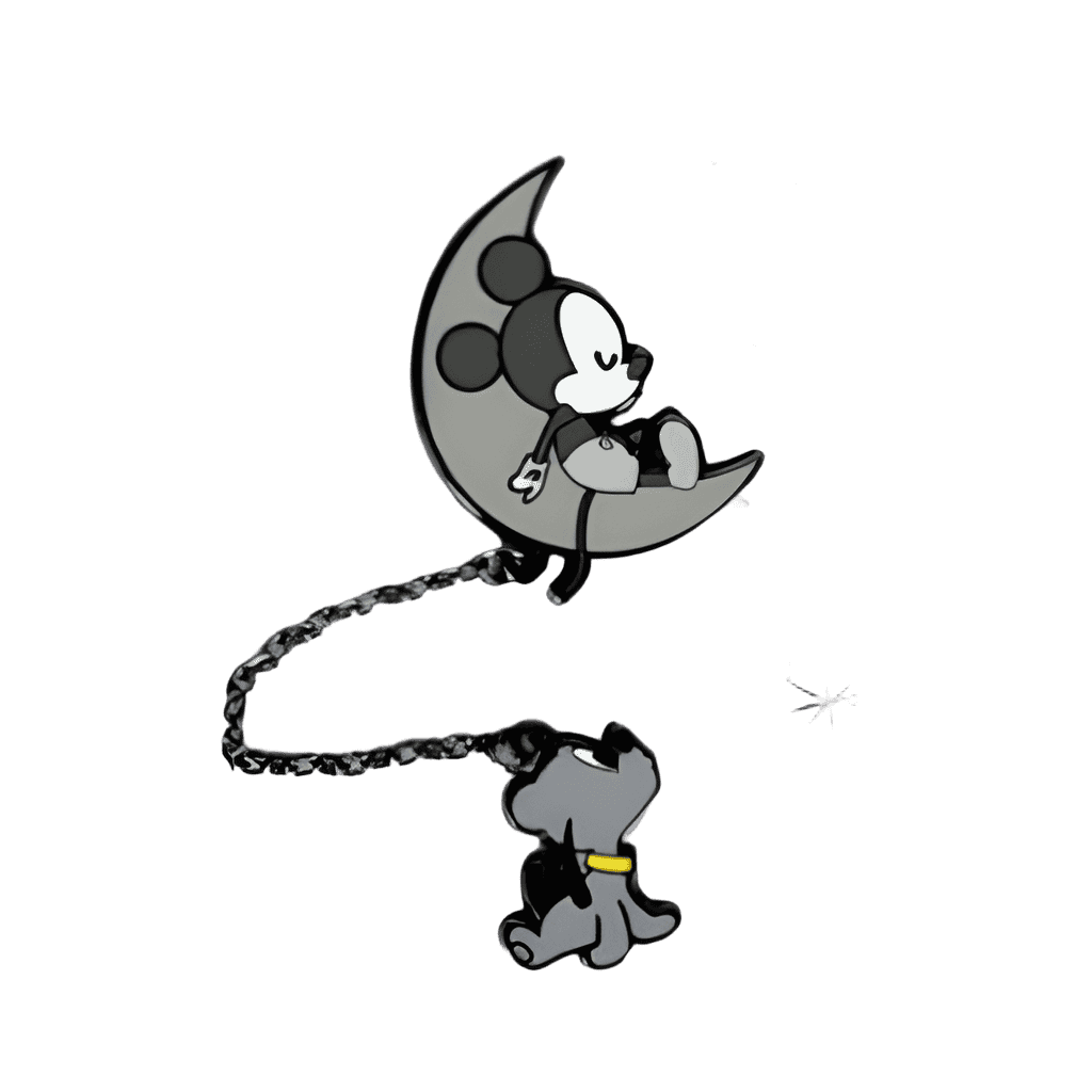 Mickey on the moon with Pluto Disney pin
