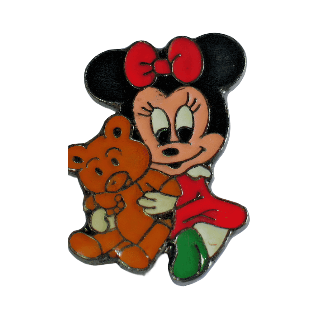 Baby Minnie Mouse Sitting with a Brown Bear Disney pin