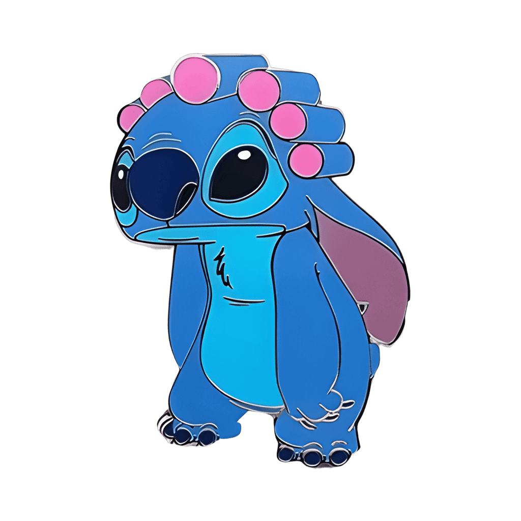 Stitch in curlers Disney pin
