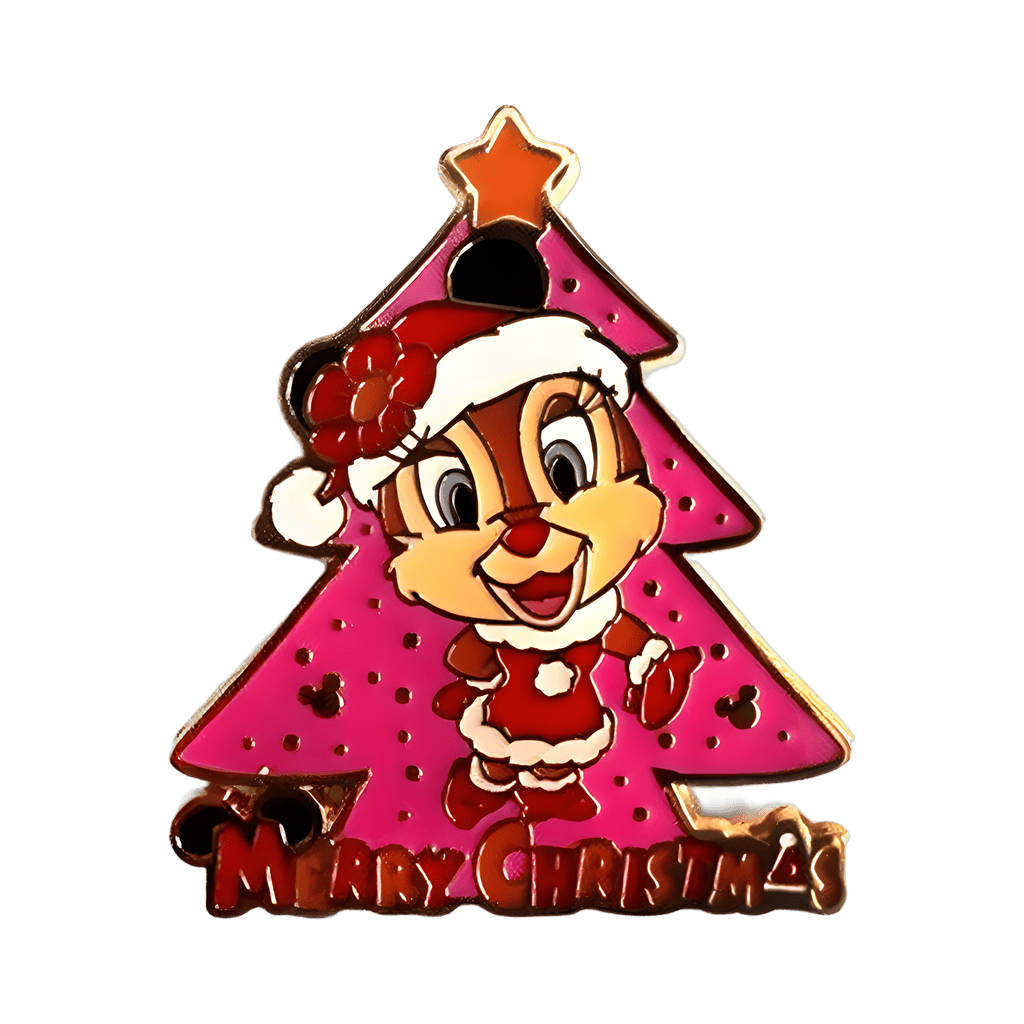 Mrs. Claus Clarice in front of a Pink Tree Disney pin