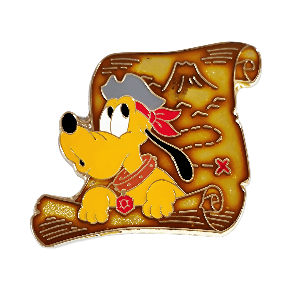 Pirate Pluto on a treasure map Disney pin