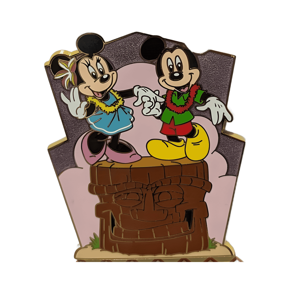 Mickey and Minnie on Polynesian Tiki Statue Disney pin