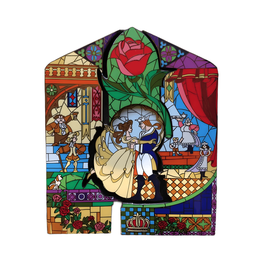 Beauty and the Beast Puzzle Pin Stain Glass Window Set Disney pin