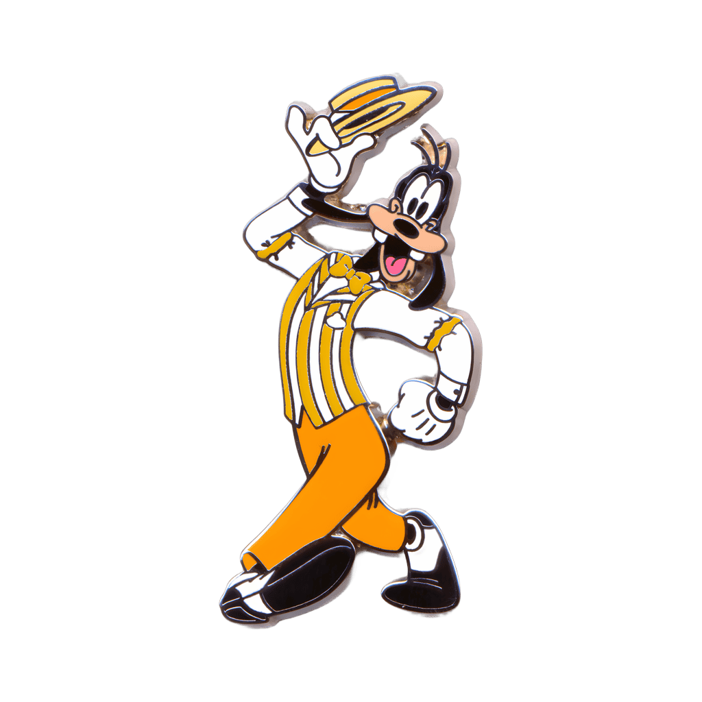 Goofy Wearing an Orange Striped Vest and a Straw Hat Disney pin