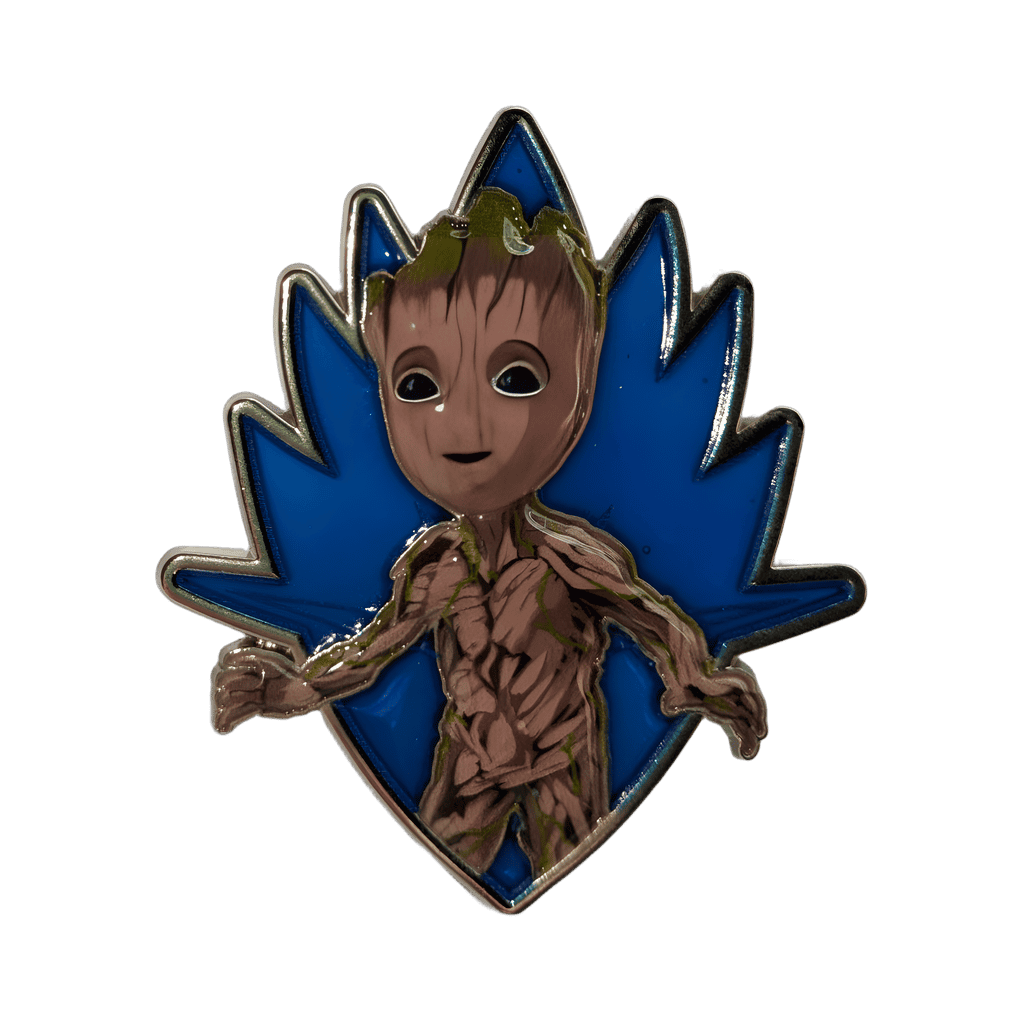 Baby Groot on Blue Guardians of the Galaxy Crest Disney pin