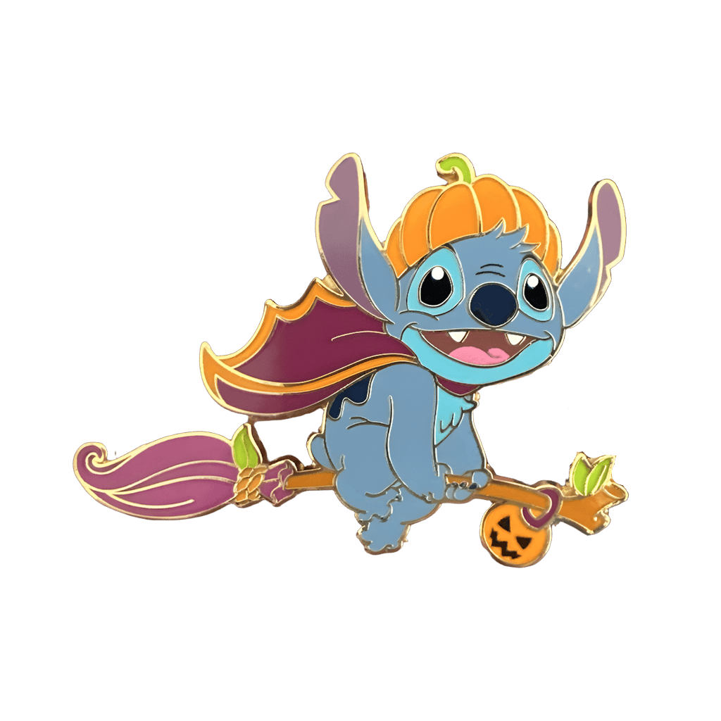Pumpkin Stitch on broom Disney pin
