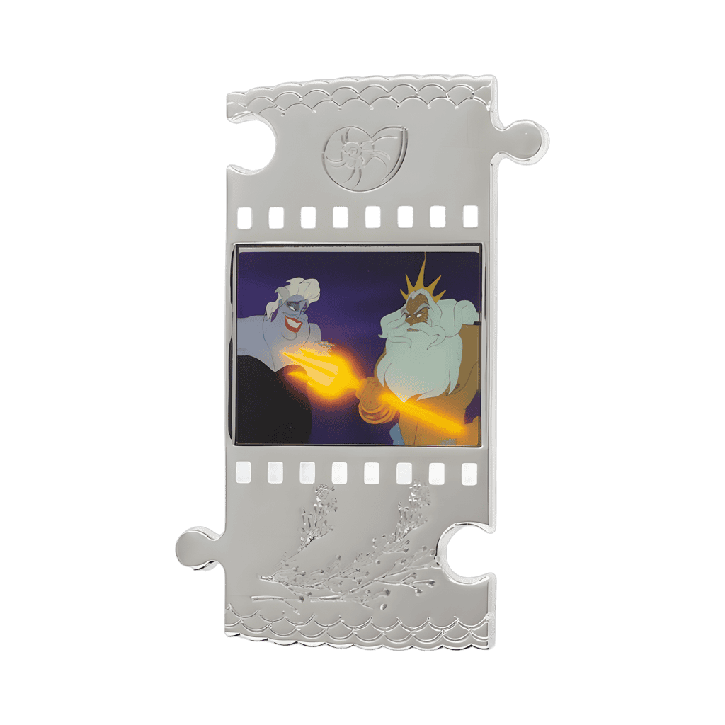King Triton pointing trident at Ursula Disney pin