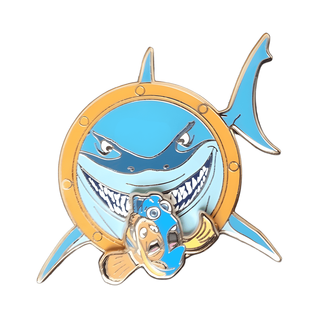 Marlin and Dory chased by Bruce Disney pin