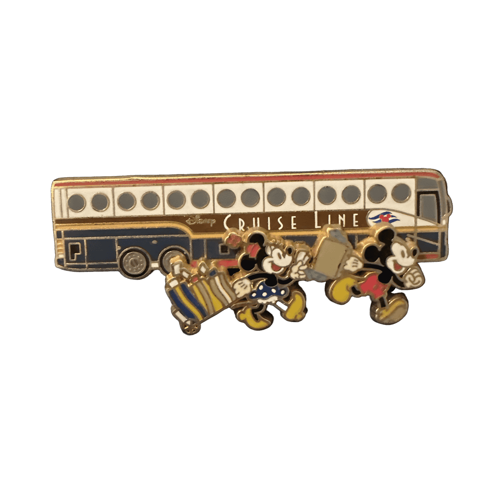 Mickey and Minnie Running to Catch Bus with Luggage Disney pin