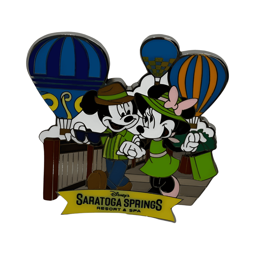 Mickey and Minnie Mouse at Saratoga Springs, Hot Air Balloons in Background Disney pin