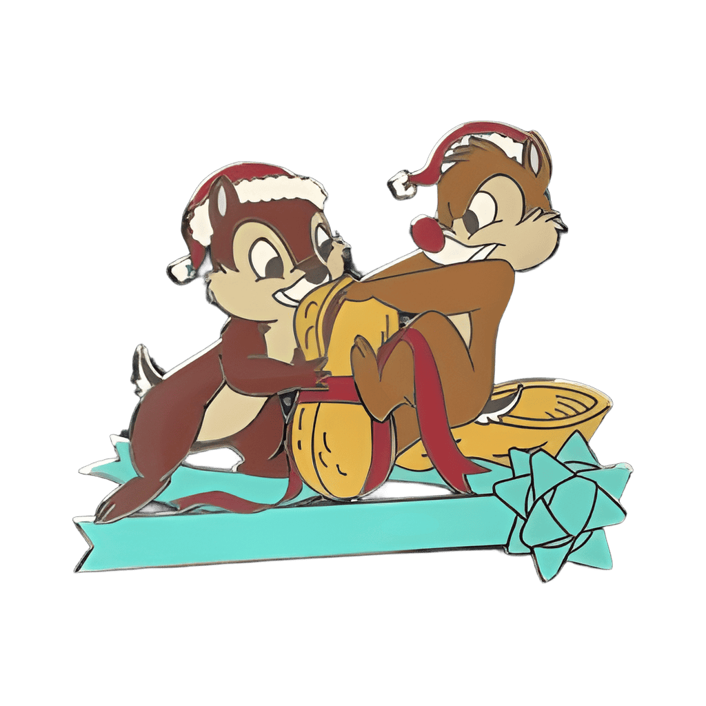 Chip and Dale in Santa Hats Disney pin