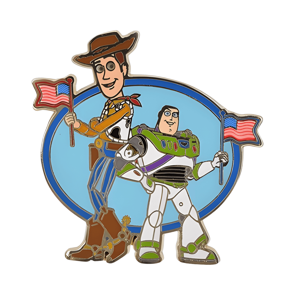 Woody and Buzz with American Flags Disney pin