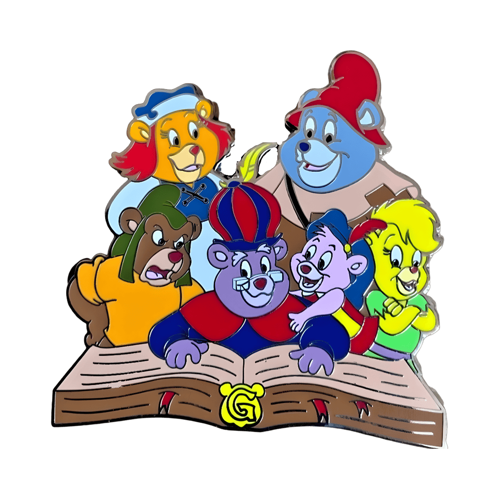 Gummi Bears looking at the Great Book of Gumm Disney pin