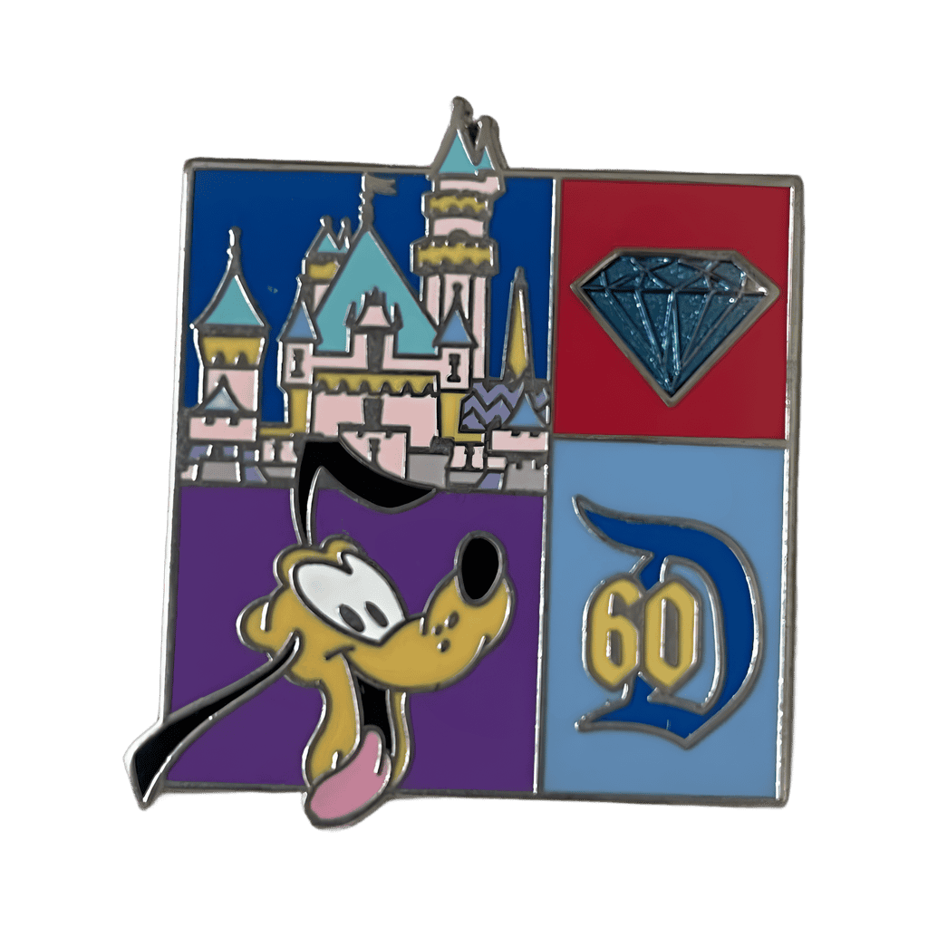 Disneyland 60th Anniversary Color Block Starter Set - Pluto and Sleeping Beauty Castle Disney pin